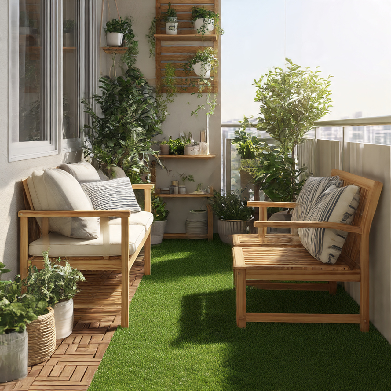 Artificial Grass Balcony Garden Setup