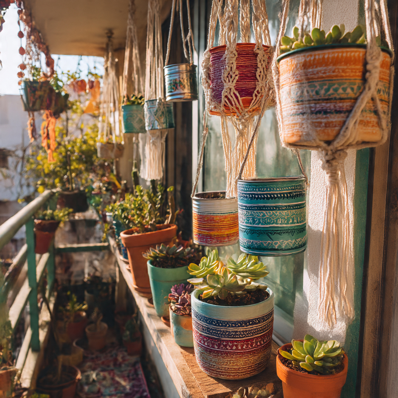 Balcony Garden with DIY Planters