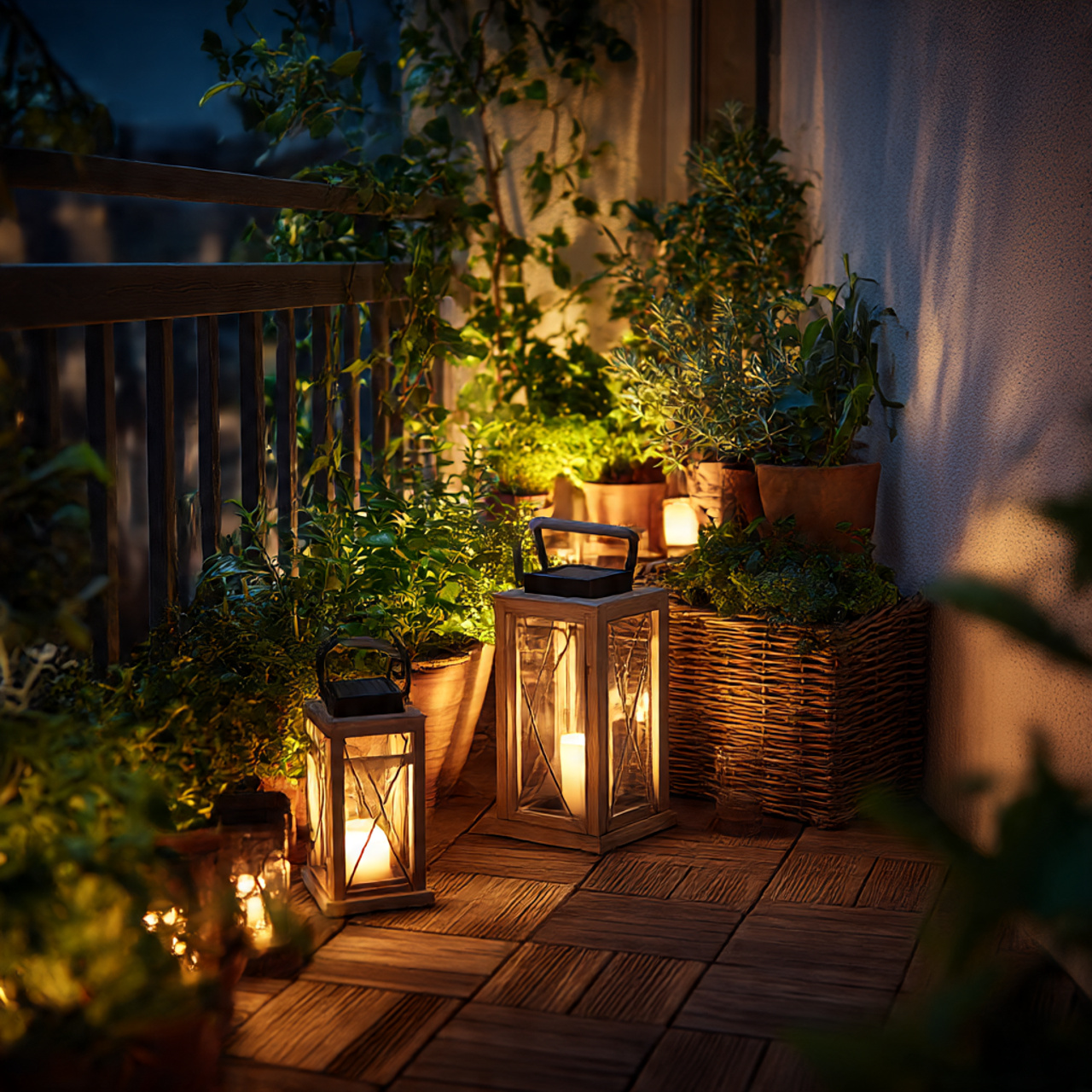 Balcony Garden with Lighting Decor