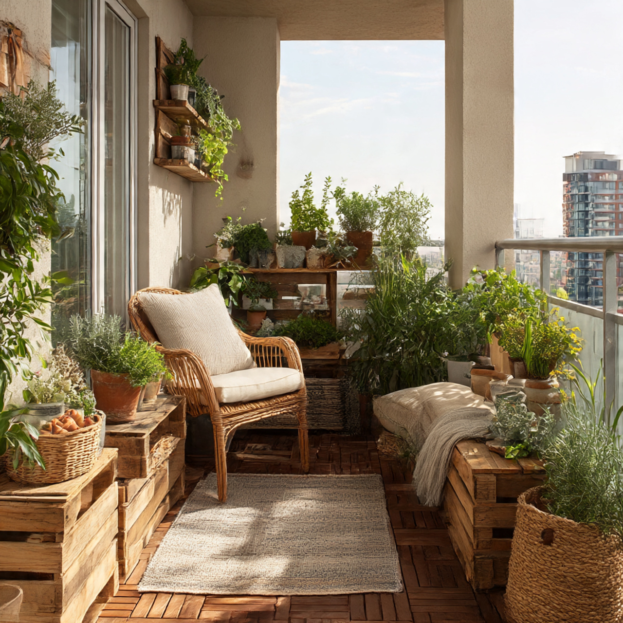 Balcony Garden with Rustic Decor