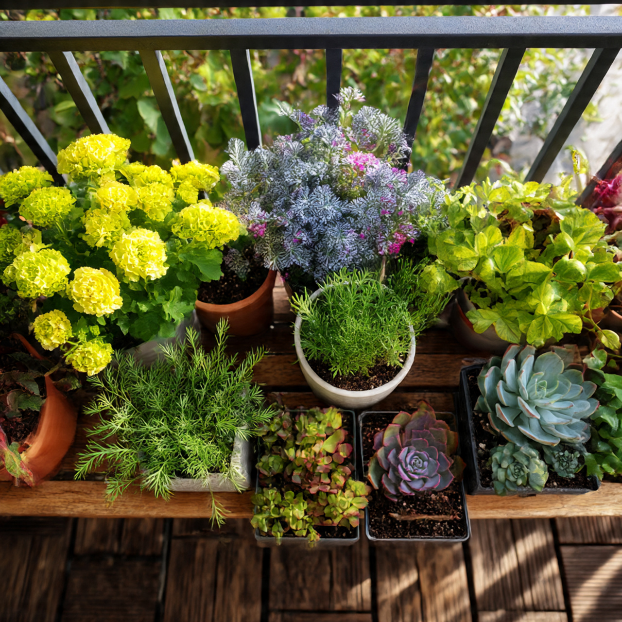 Balcony Garden with Seasonal Plants