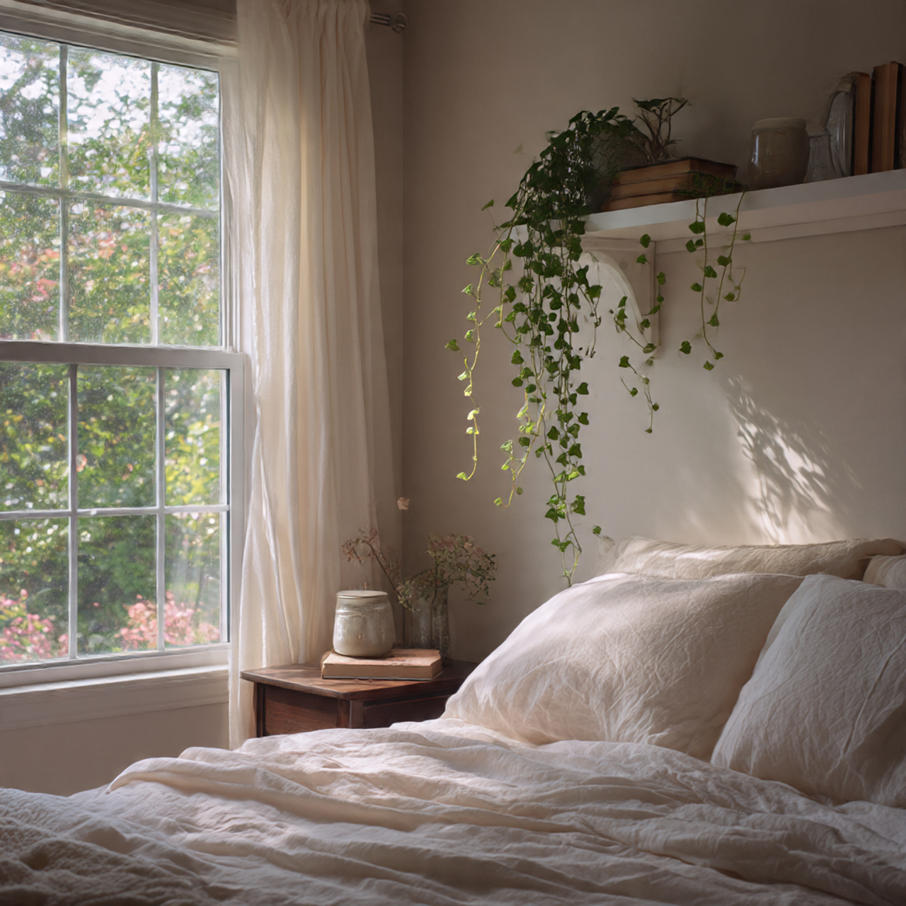 Bedroom Decor Using String of Hearts
