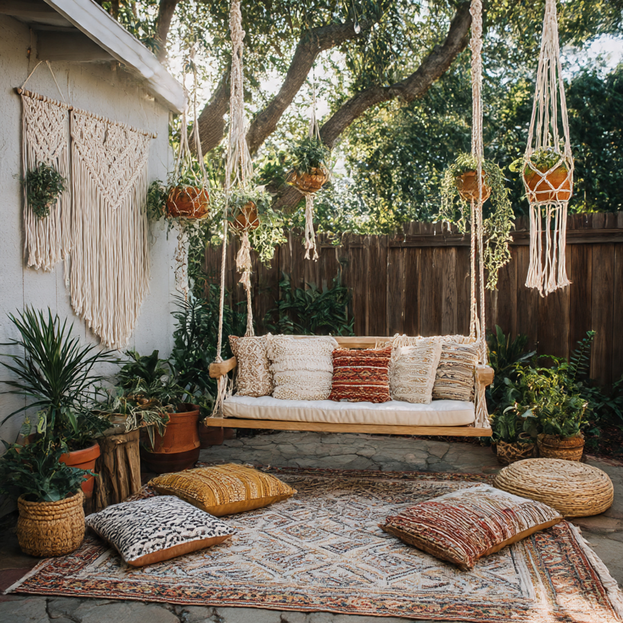 Boho Patio with Macramé Accents