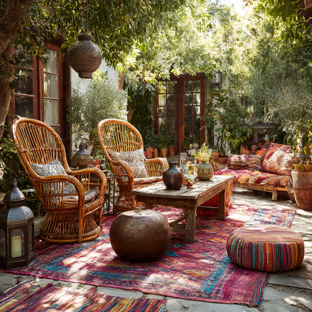 Boho Patio with Vintage Furniture Finds