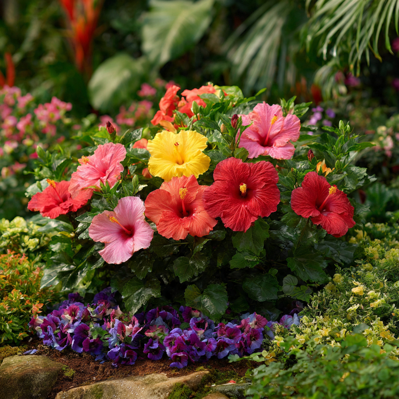 Color-Themed Beds Highlighted by the Hibiscus Flower