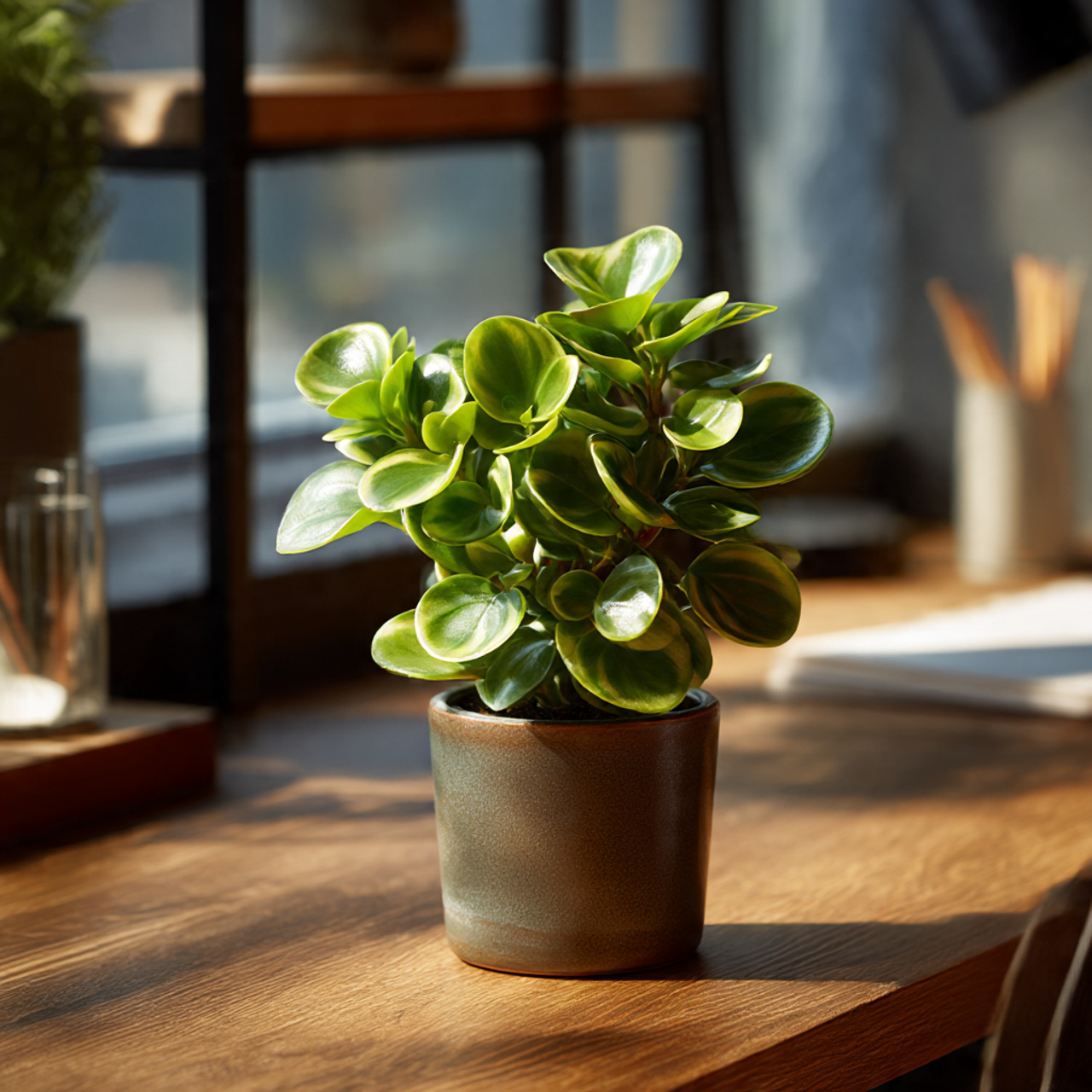 Compact Peperomia Plant for Desks