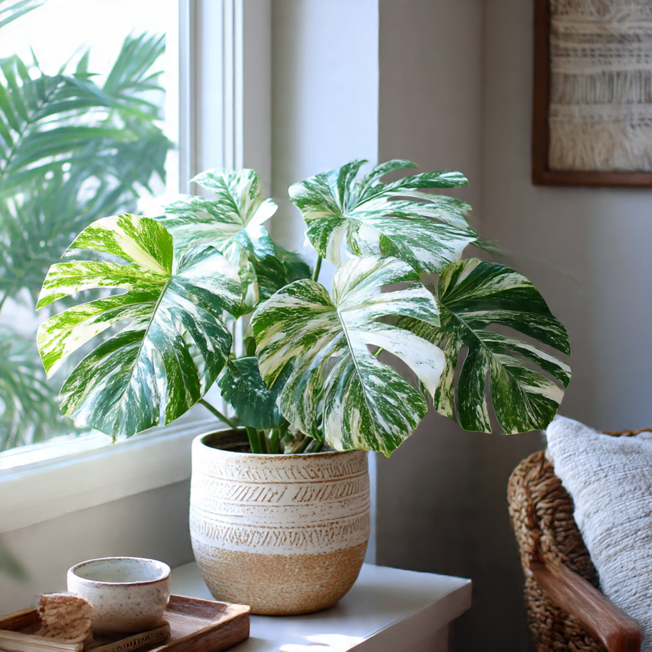 Decorating with Variegated Monstera Plant