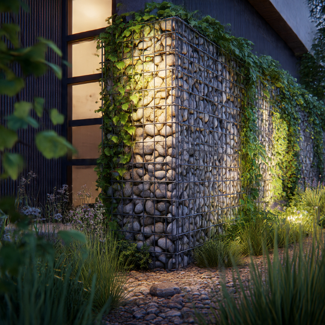 Gabion Walls for Modern Backyard Privacy