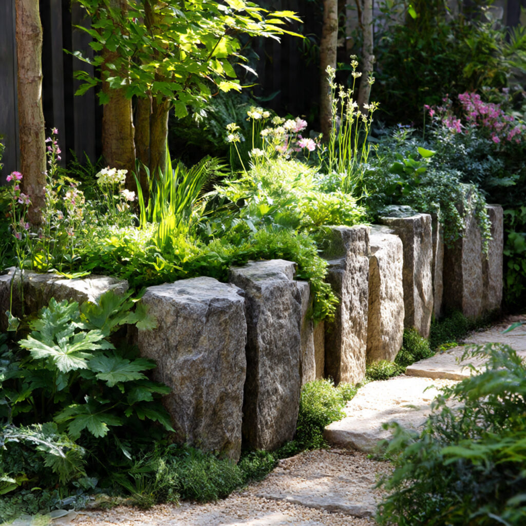 30 Creative Garden Edging Ideas to Upgrade Any Garden 12 Garden Edging Ideas Using Vertical Stone Edging
