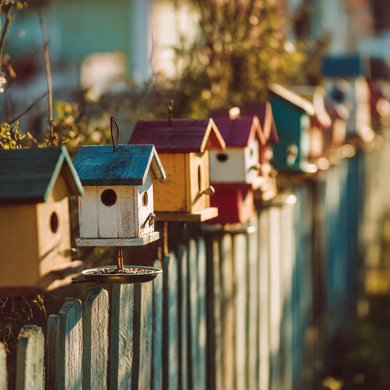 Hanging Birdhouses and Feeders