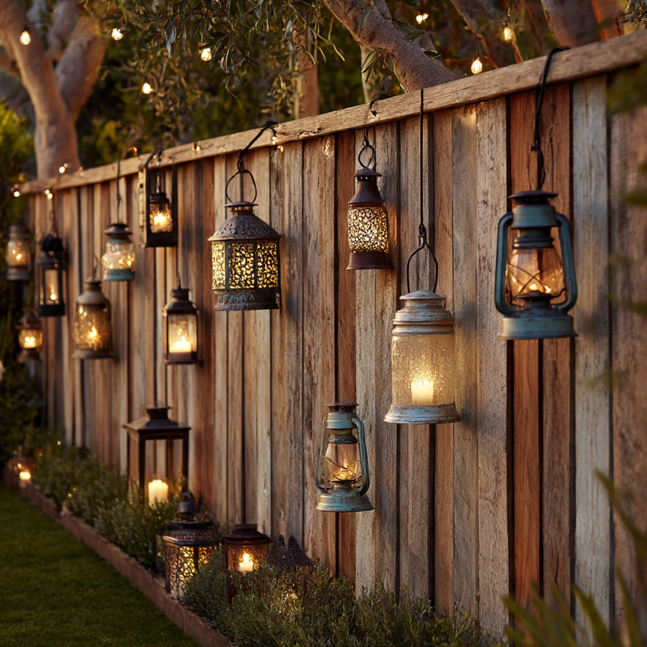 Hanging Lantern Fence Decor