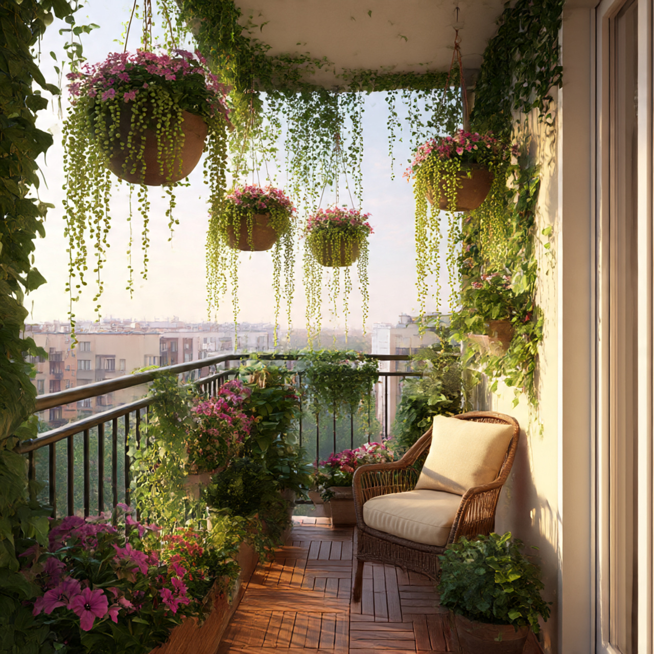 Hanging Planters in Balcony Garden