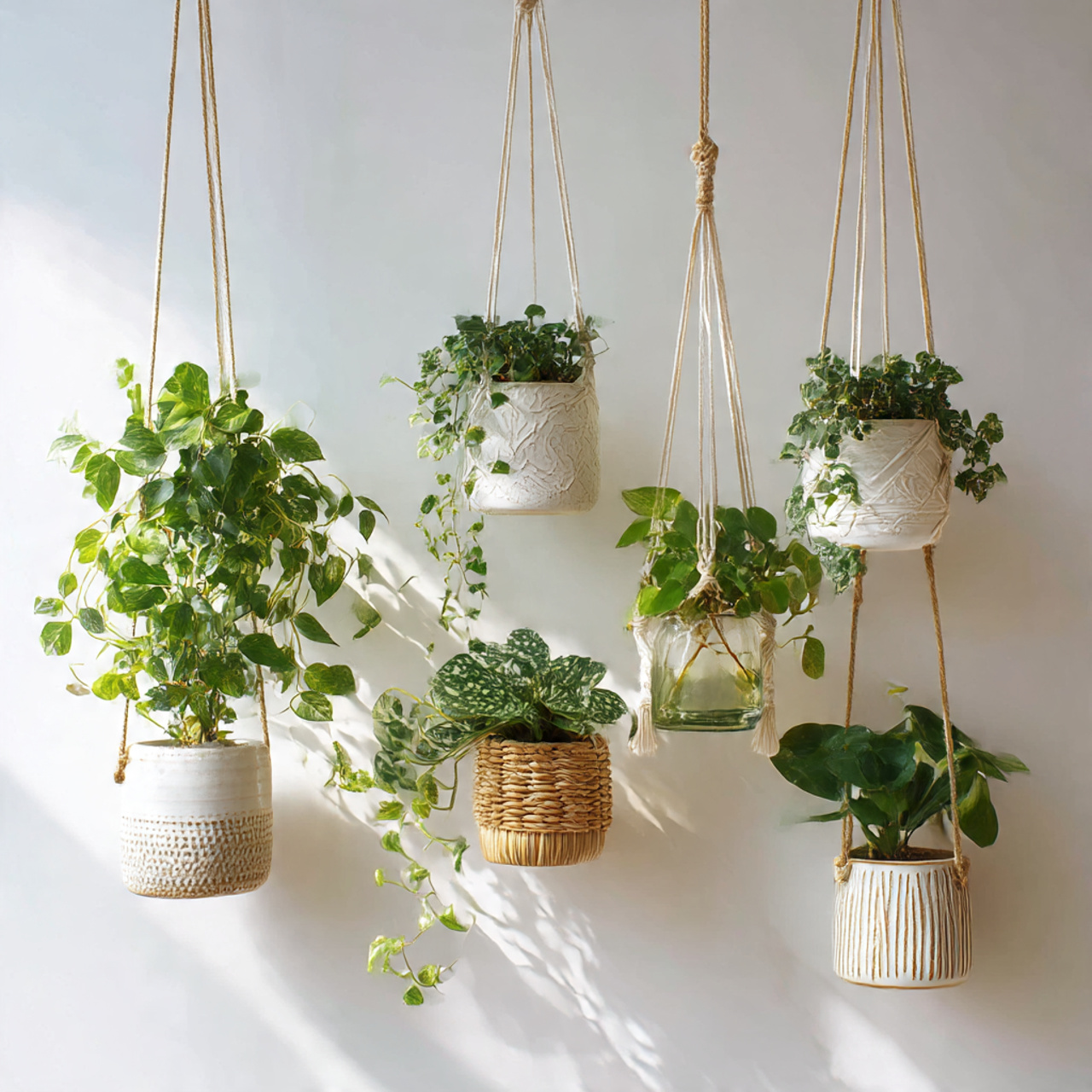 Hanging Plants with Decorative Pots