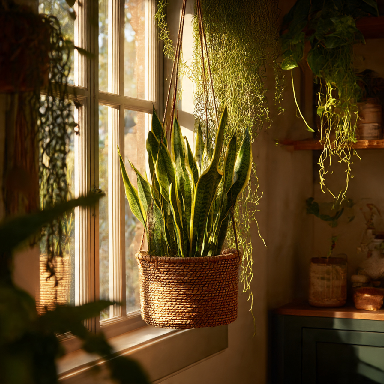 Hanging Snake Plant Displays