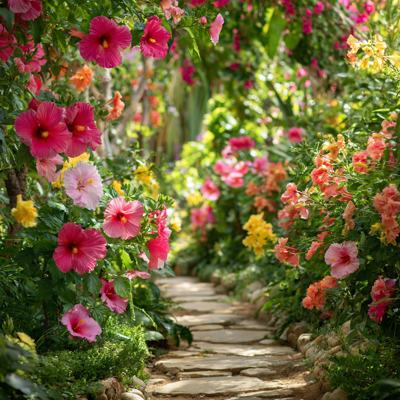 Hibiscus Flower Borders for Vibrant Pathways