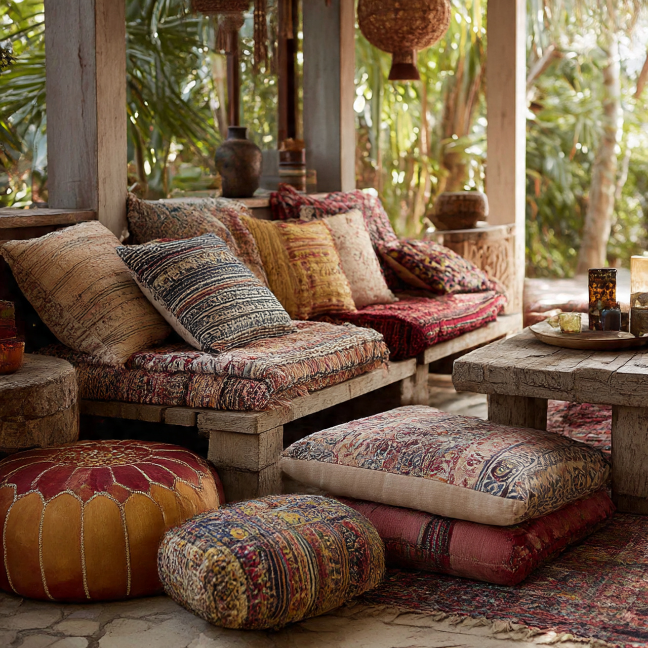 Mix-and-Match Cushions for Boho Patio Seating