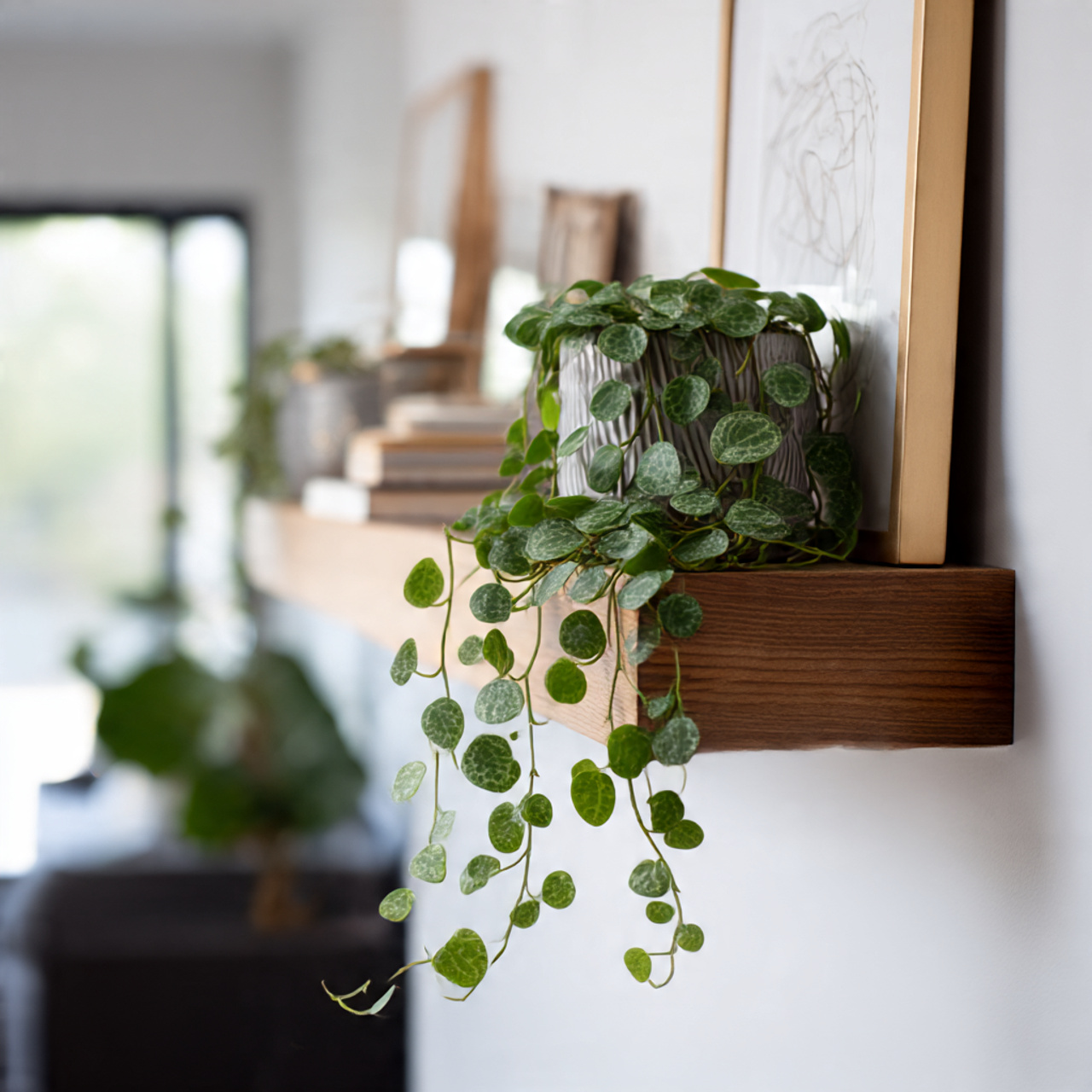 Modern Shelf Edge with String of Hearts