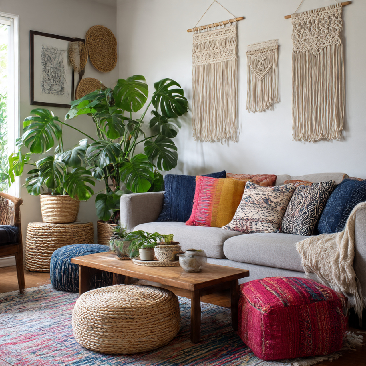Monstera Plant in Boho Decor