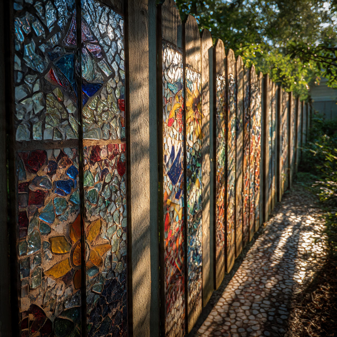 Mosaic Tile Fence Decor