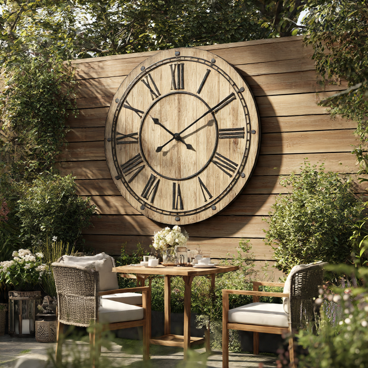 Outdoor Clock Fence Decor