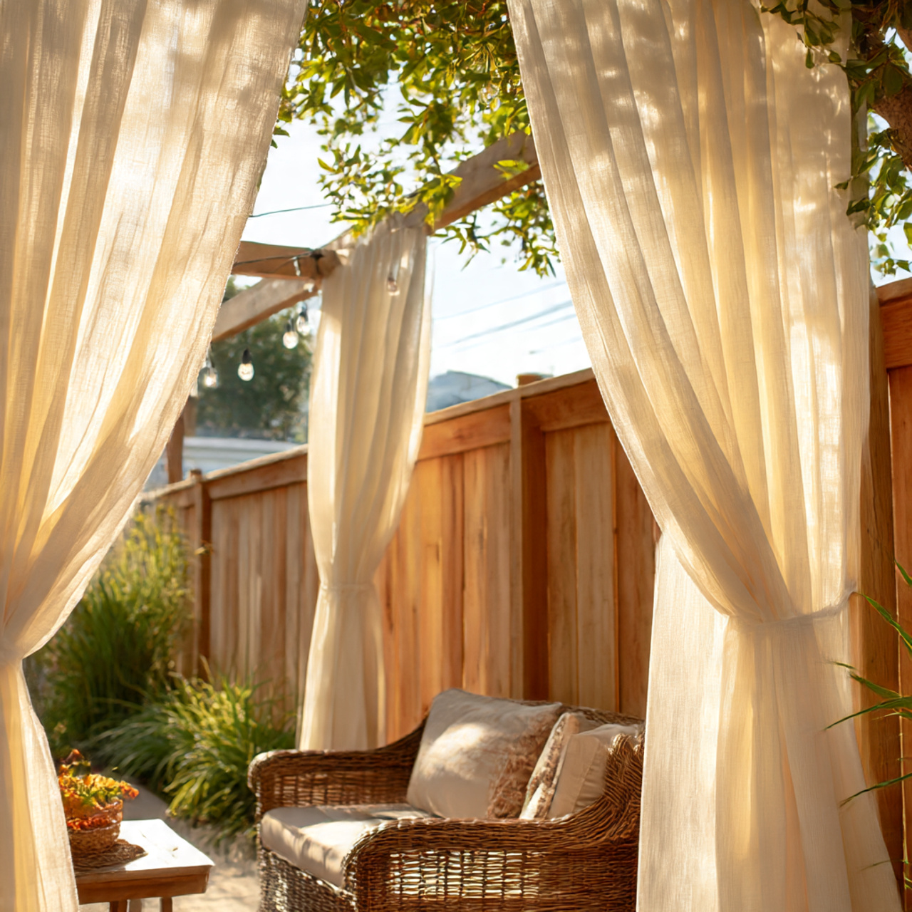 Outdoor Curtain Fence Decor