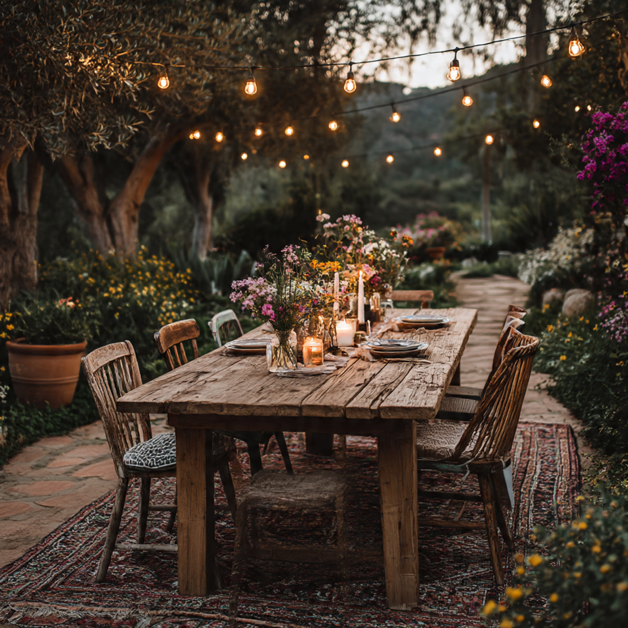 Outdoor Dining Setup for Boho Patio