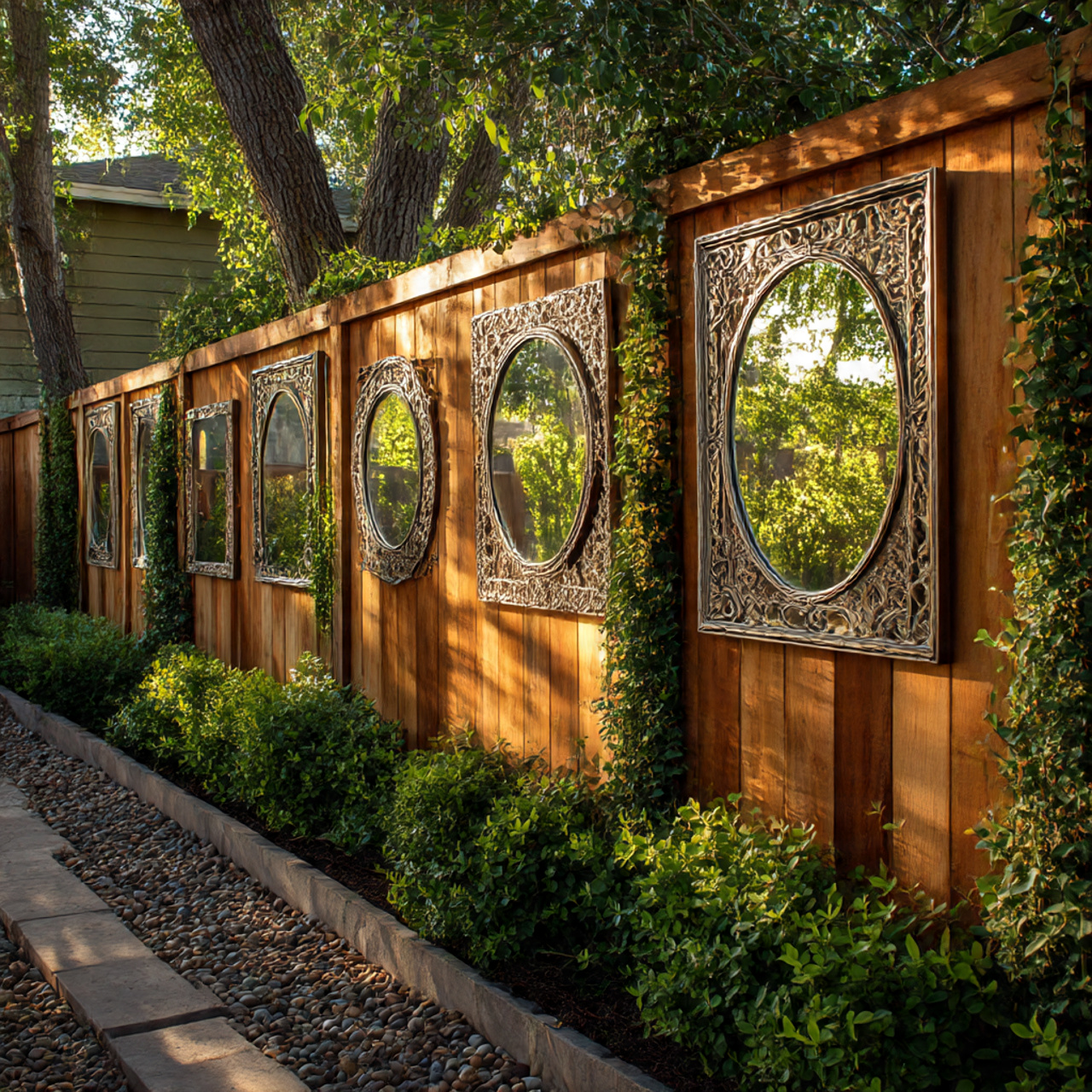Outdoor Mirror Fence Decor
