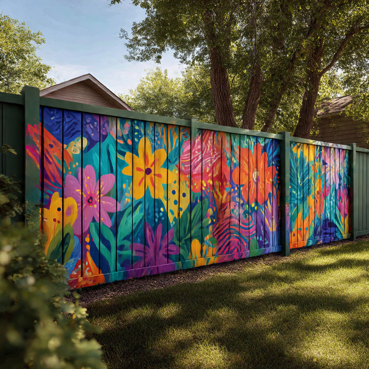 Painted Mural Fence Decor