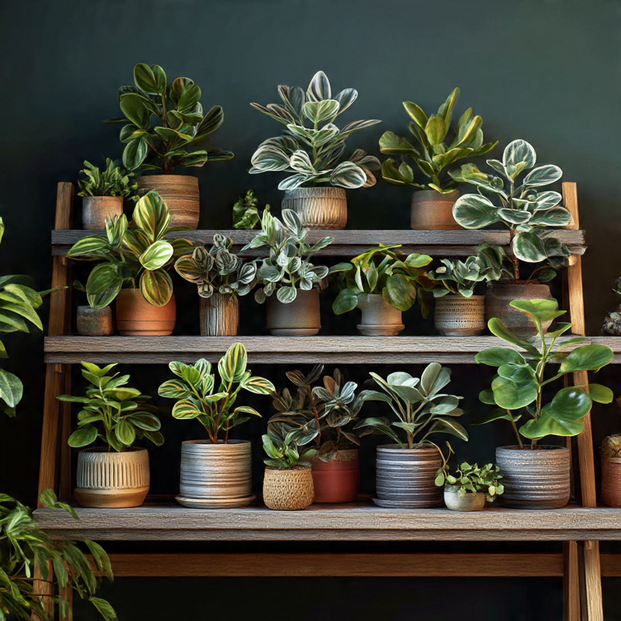 Peperomia Plant Shelf Display