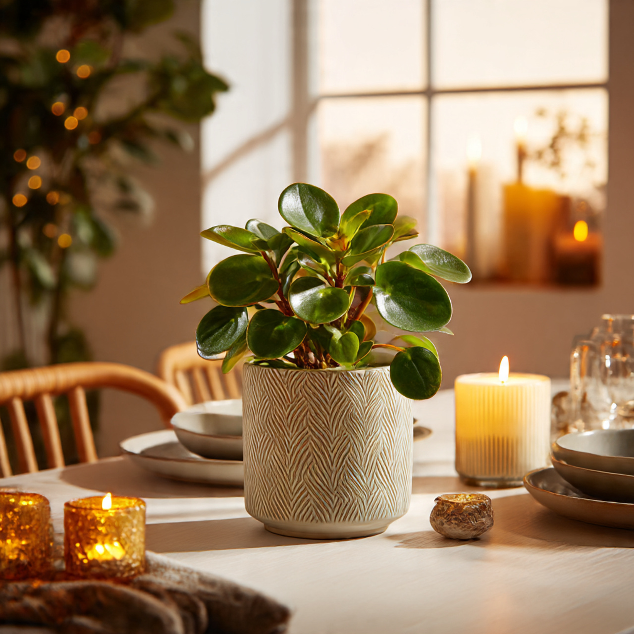 Peperomia Plant as a Table Centerpiece