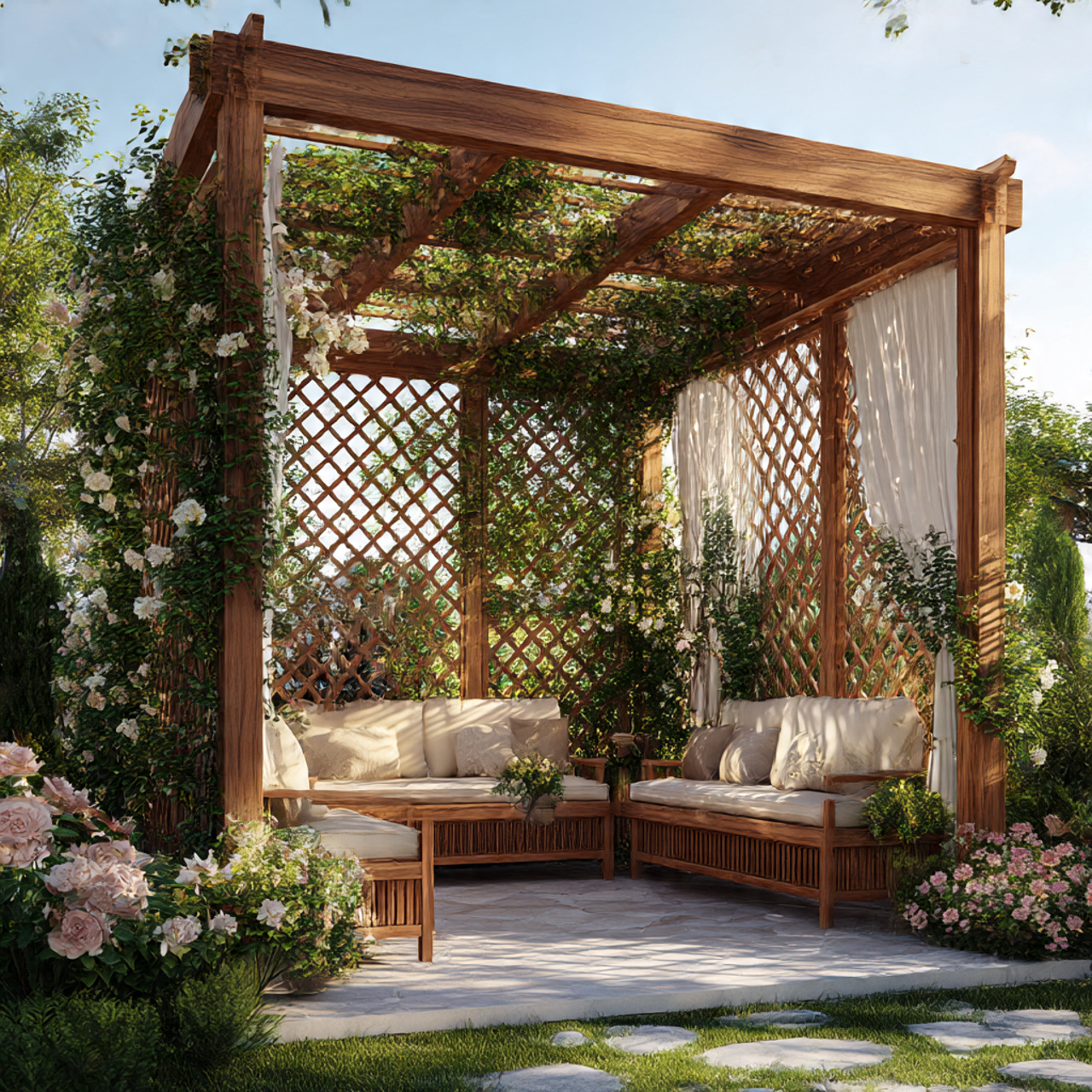 Pergolas With Lattice Sides