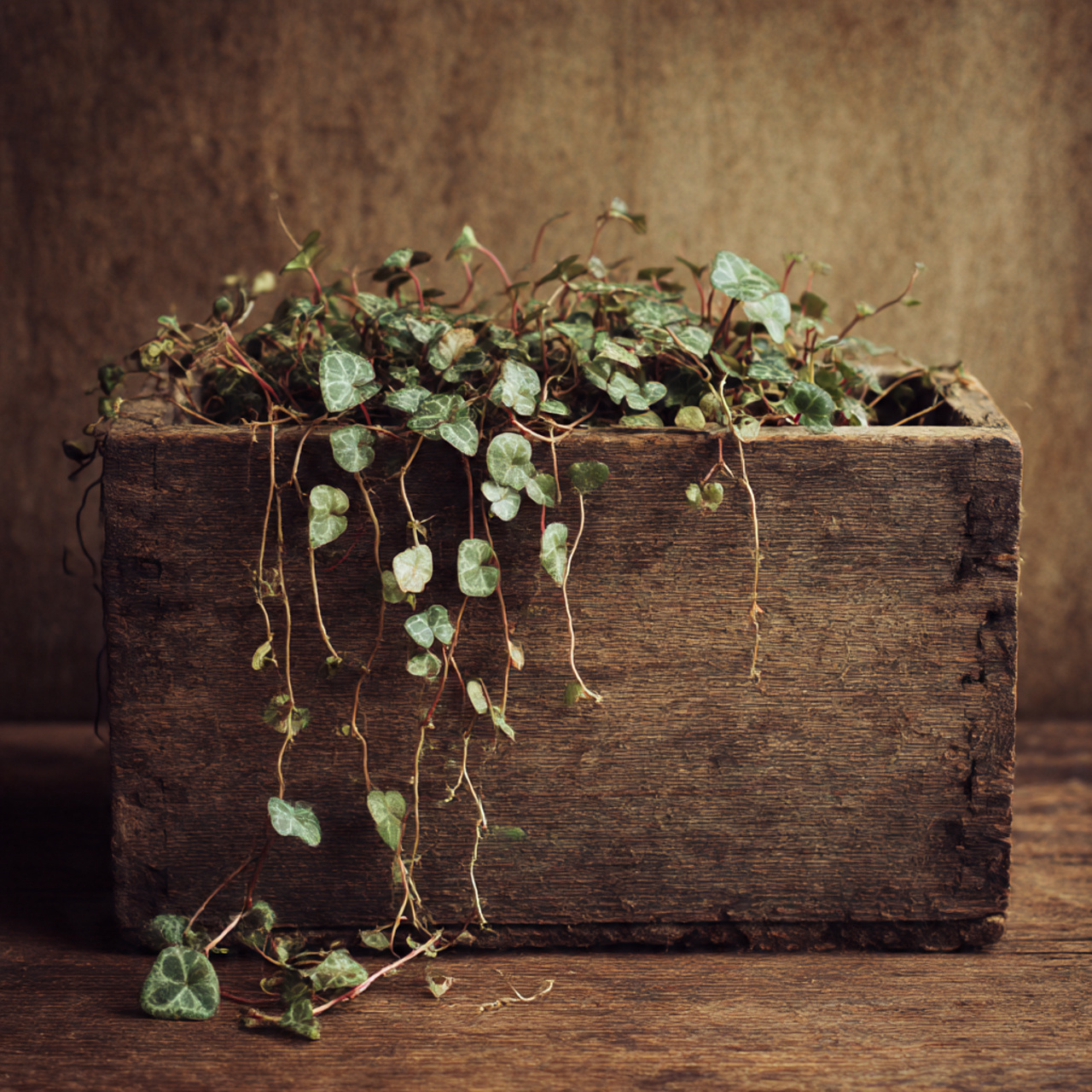Rustic Planter with String of Hearts