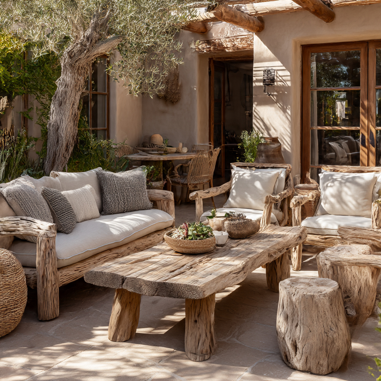 Rustic Wood Elements for Boho Patio