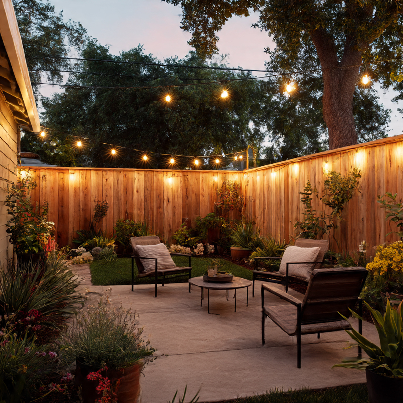 String Light Fence Decor