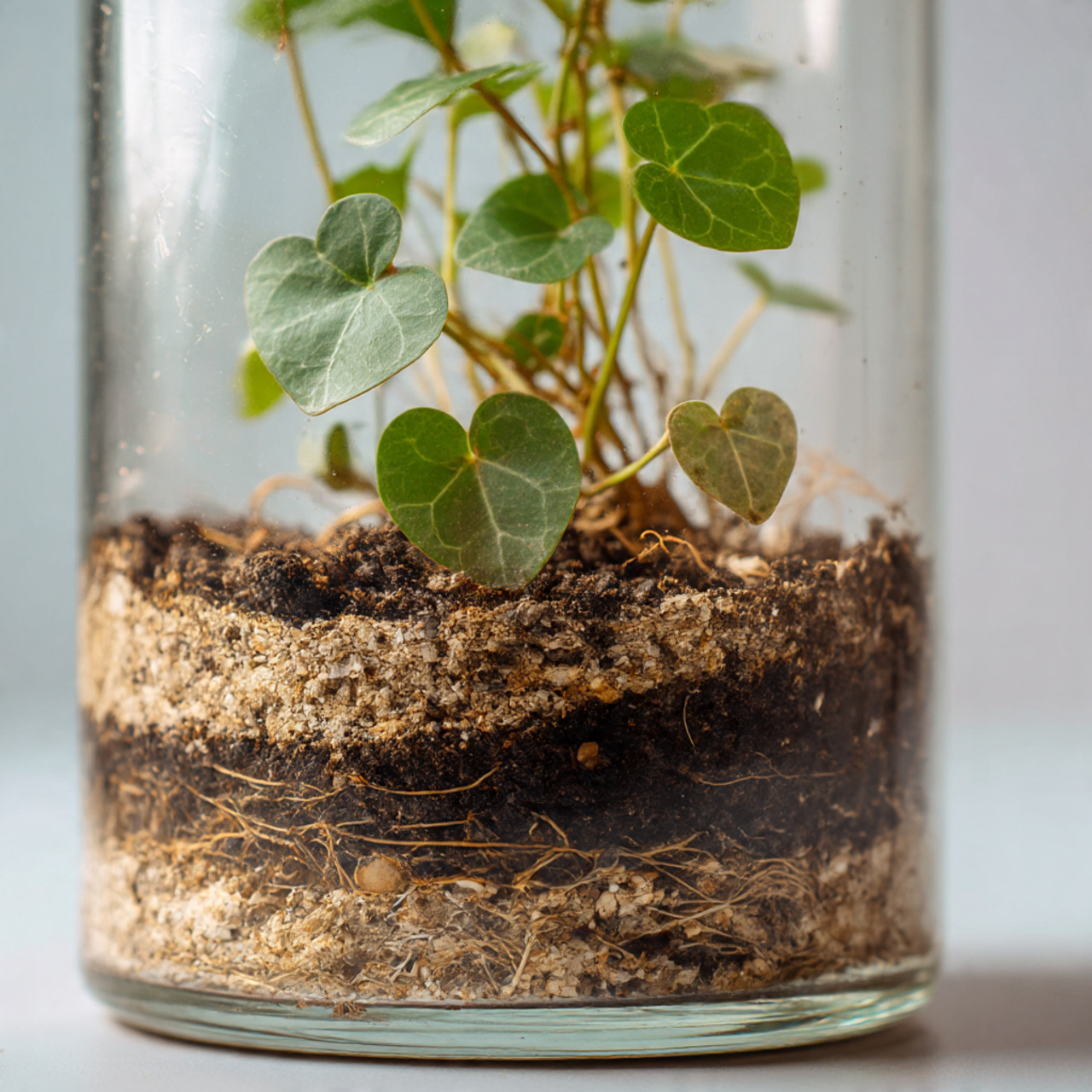 String of Hearts in Glass Terrariums