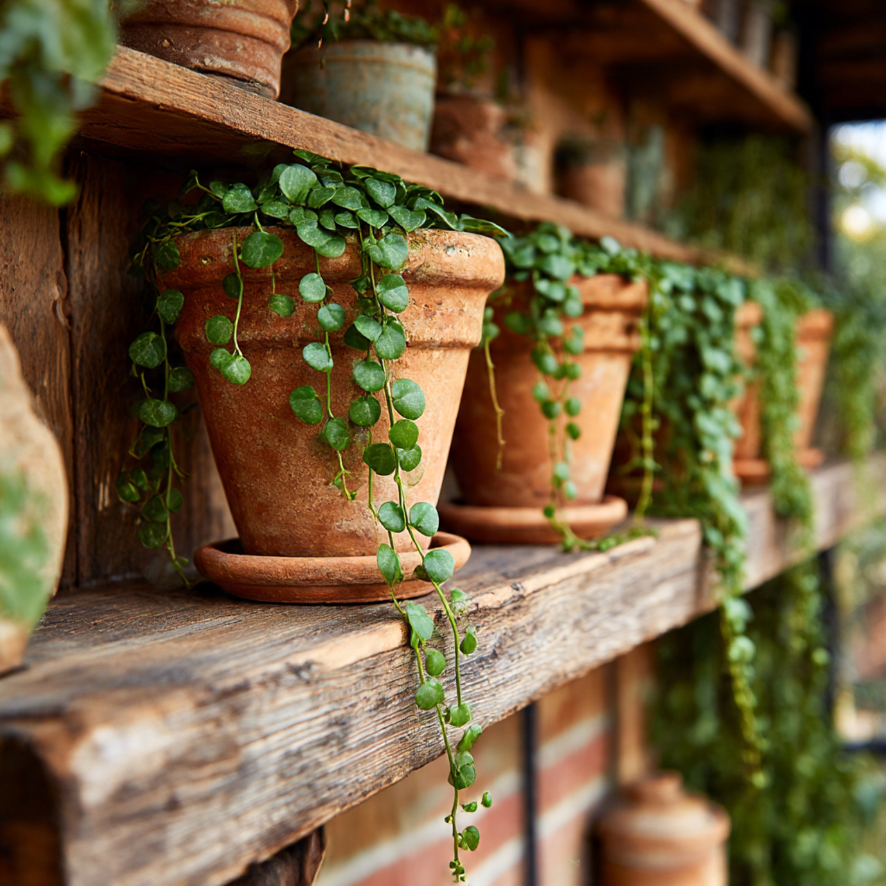 String of Hearts in Terracotta Pots