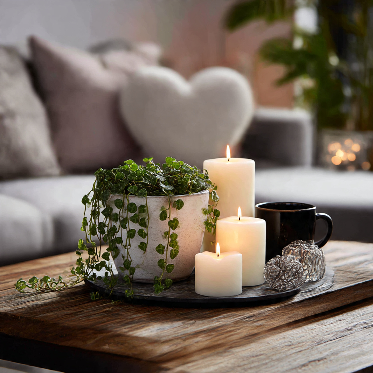 Tabletop Arrangement of String of Hearts