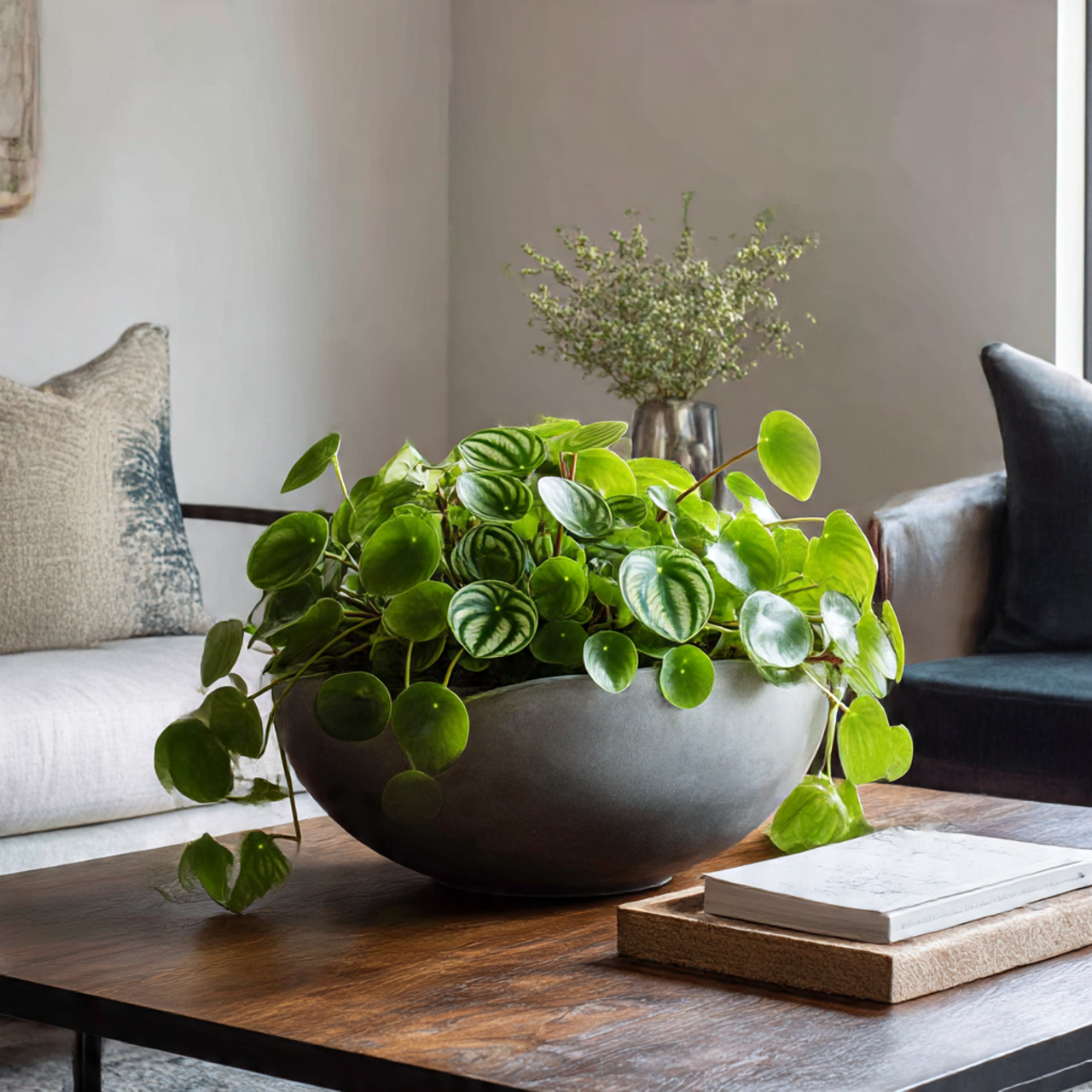 Watermelon Peperomia in Decorative Bowls
