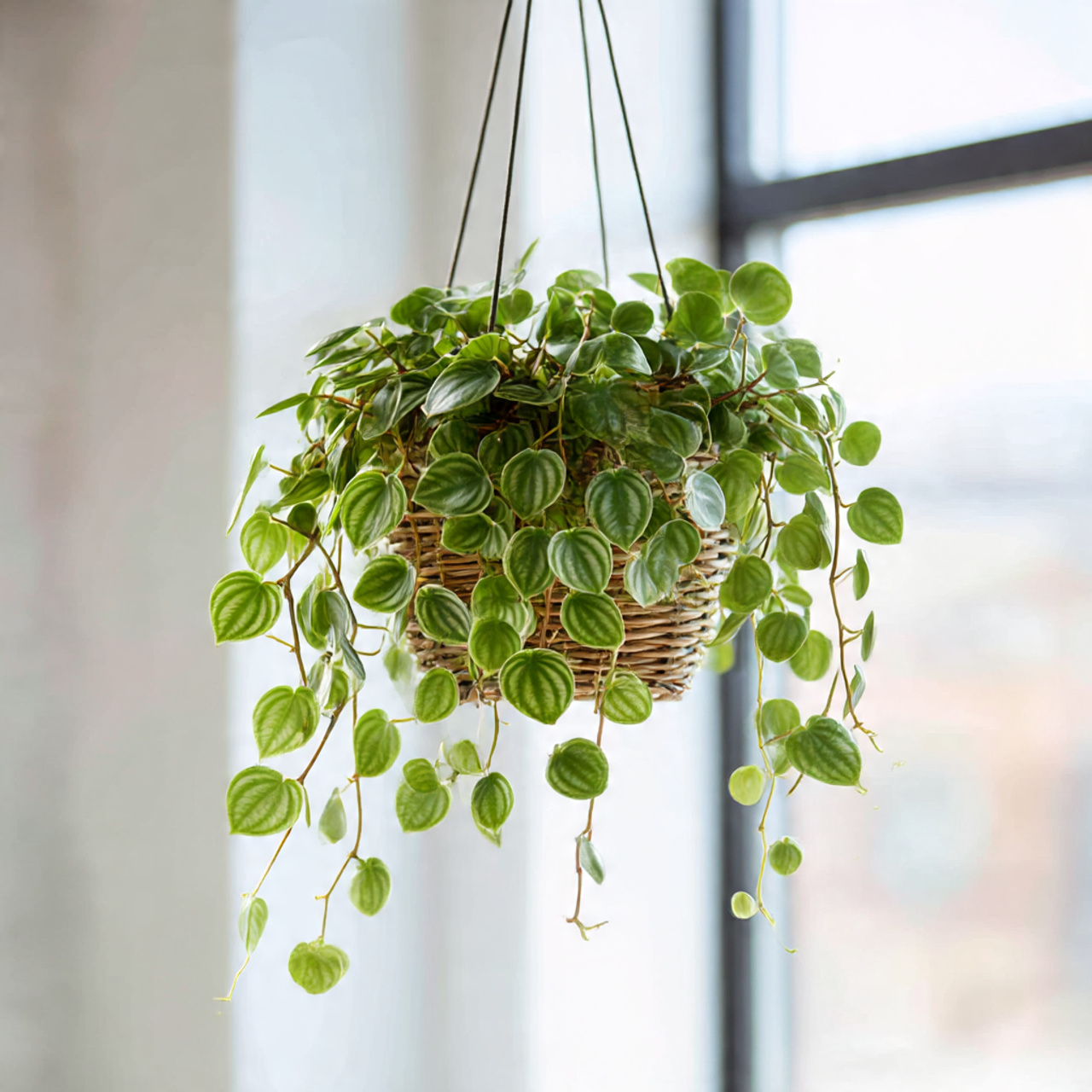 Watermelon Peperomia in Hanging Planters