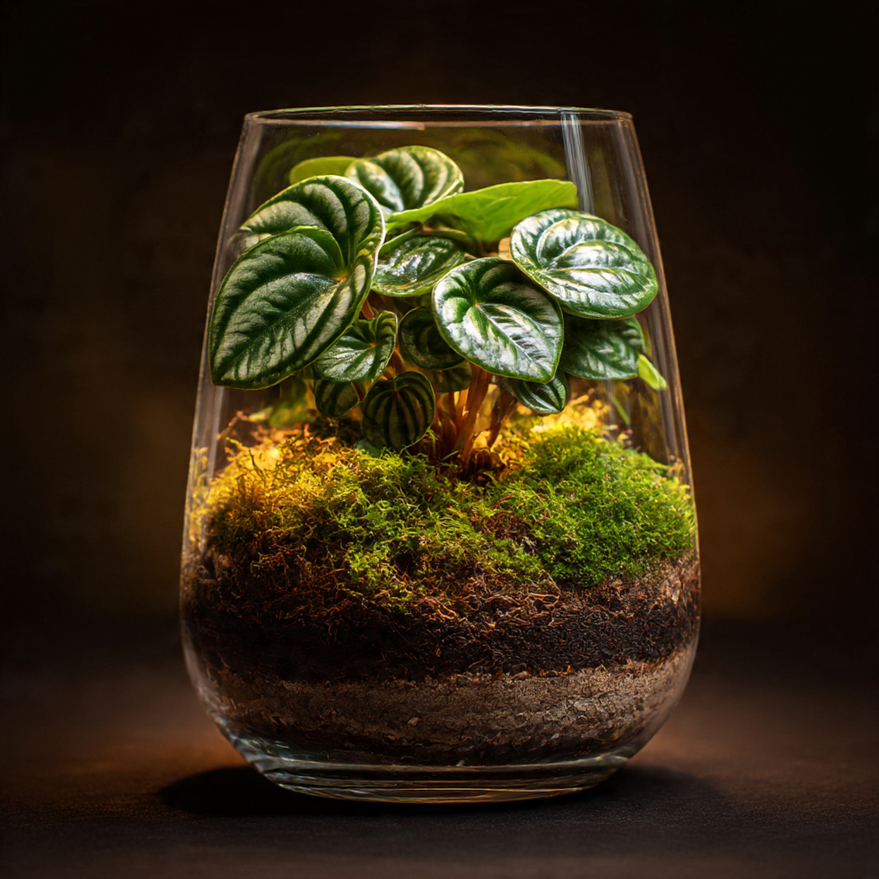 Watermelon Peperomia in Terrariums