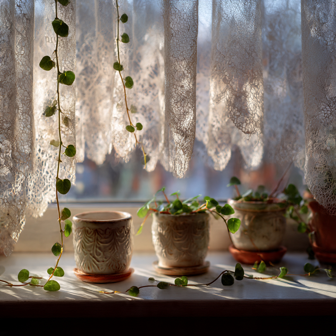 Window Sill String of Hearts Arrangement