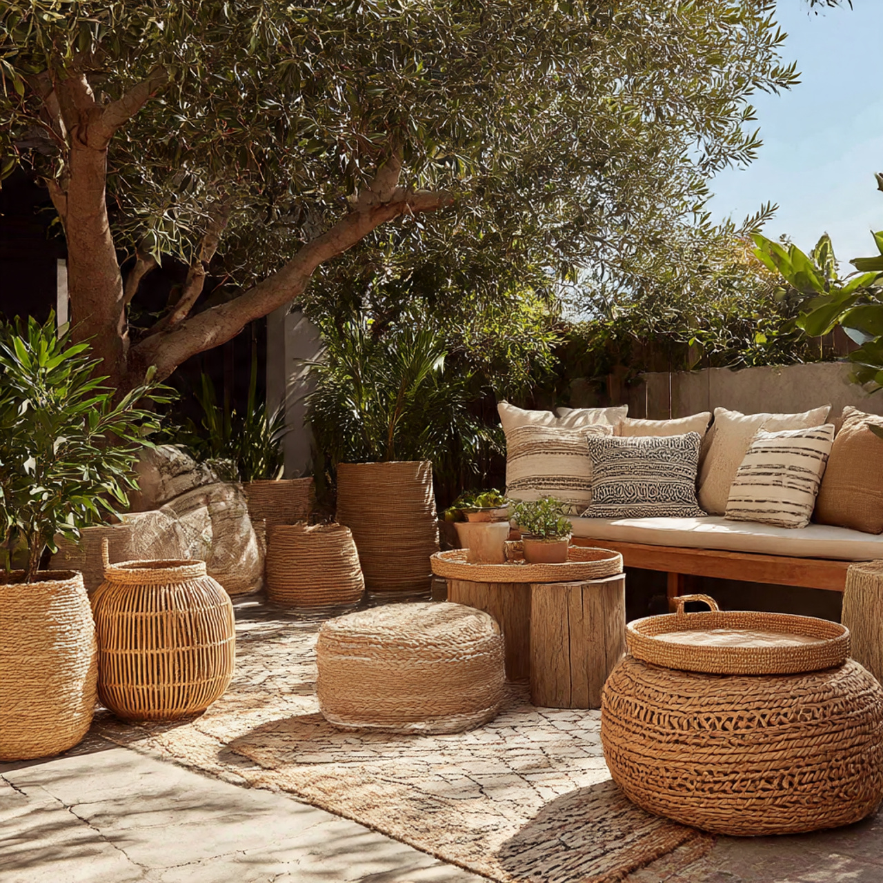 Woven Décor for Boho Patio Charm