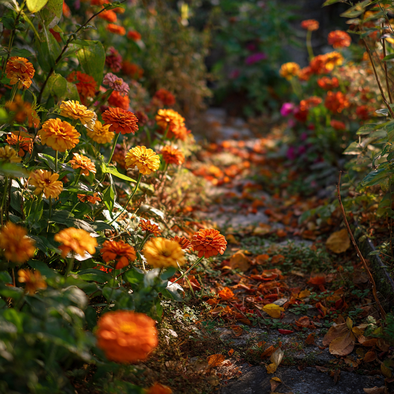 Zinnia Garden for Fall Color Transition