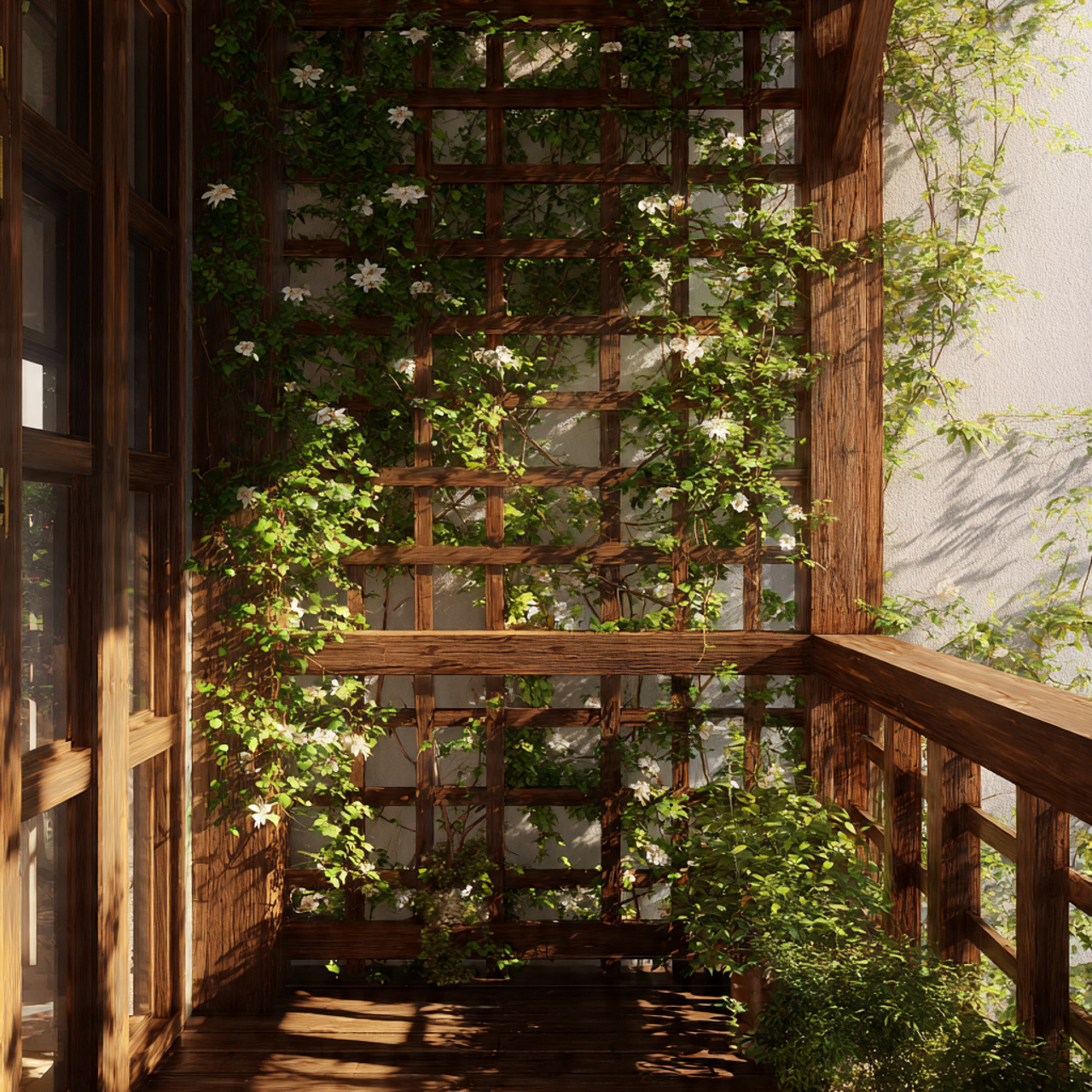 25 Stunning Balcony Garden Ideas to Transform Your Outdoor Space 11 a balcony featuring a wooden trellis with