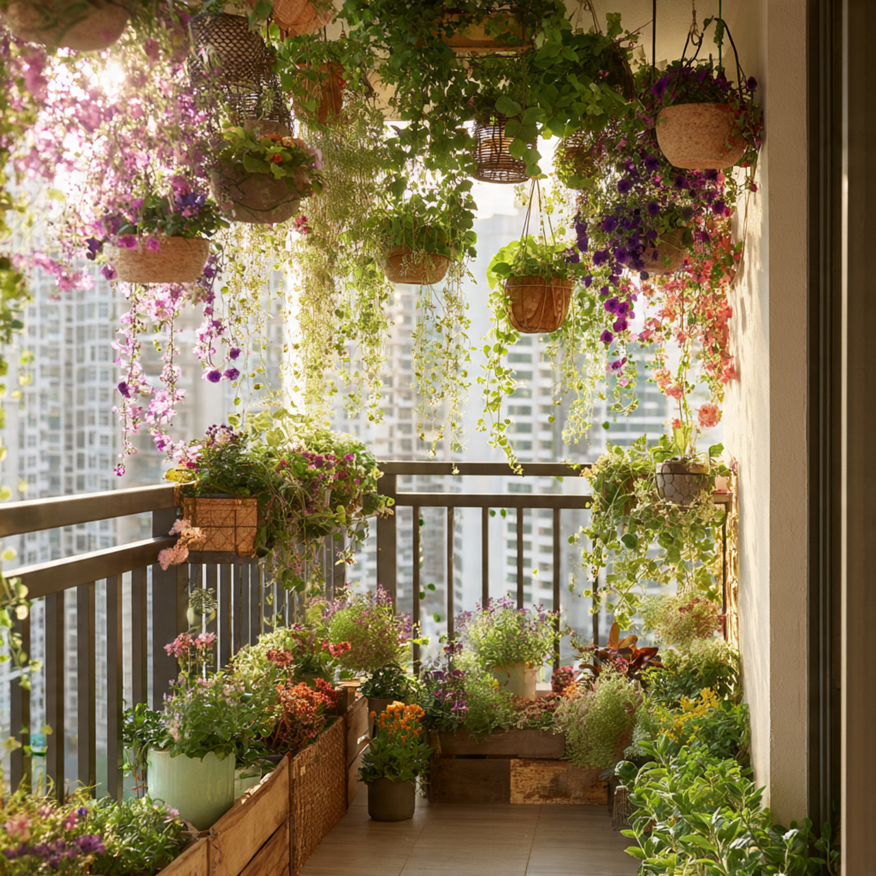 25 Stunning Balcony Garden Ideas to Transform Your Outdoor Space 2 Hanging Planters