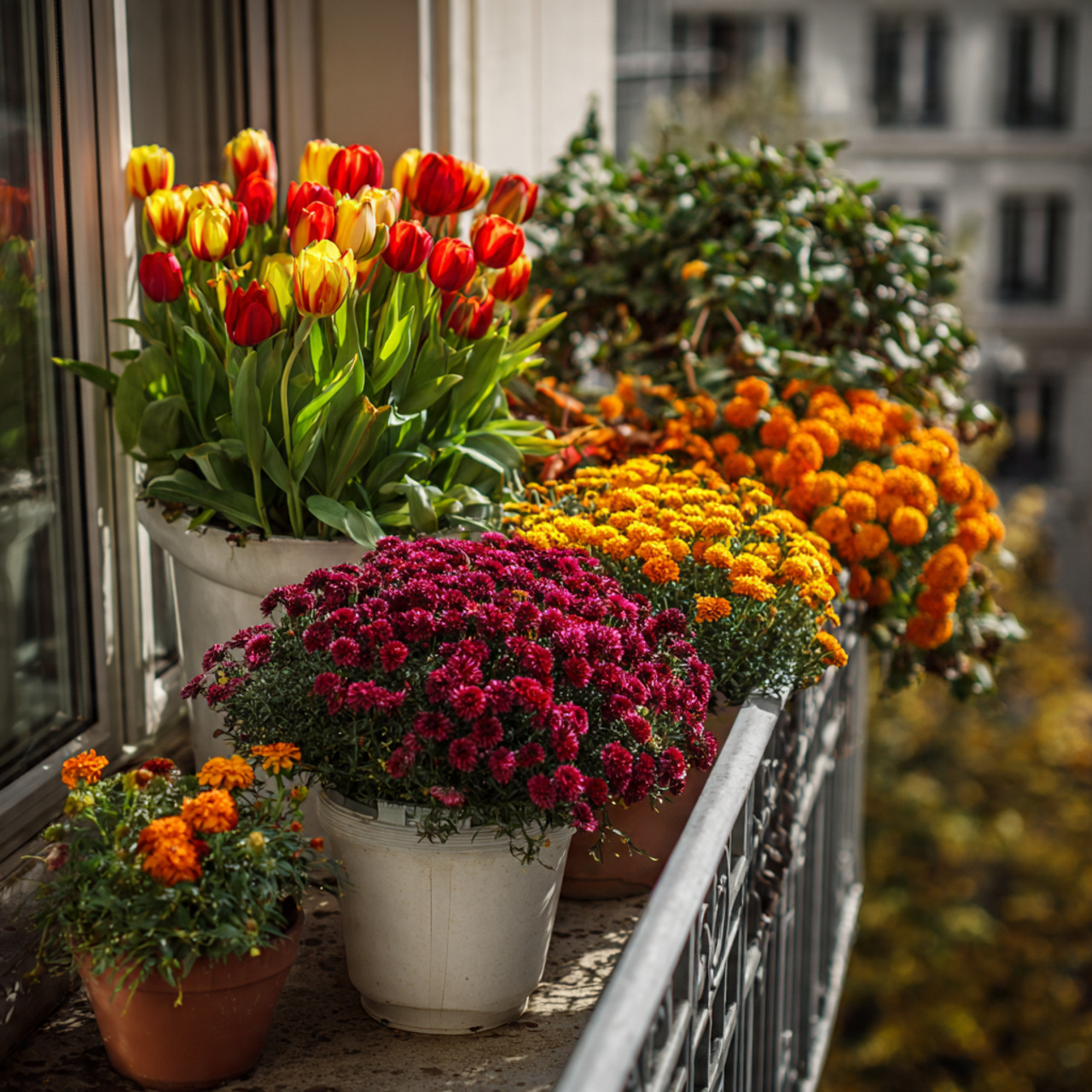 25 Stunning Balcony Garden Ideas to Transform Your Outdoor Space 25 a balcony with containers showcasing different seasonal