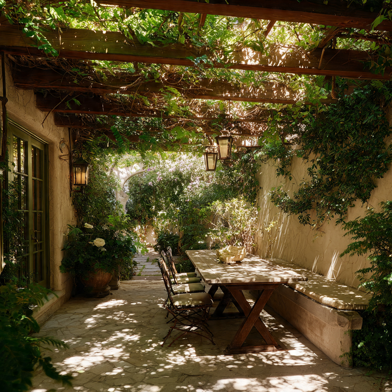 24 Patio Ideas You’ll Love: Fresh, Stylish & Easy Outdoor Upgrades 10 a beautiful patio beneath a wooden pergola