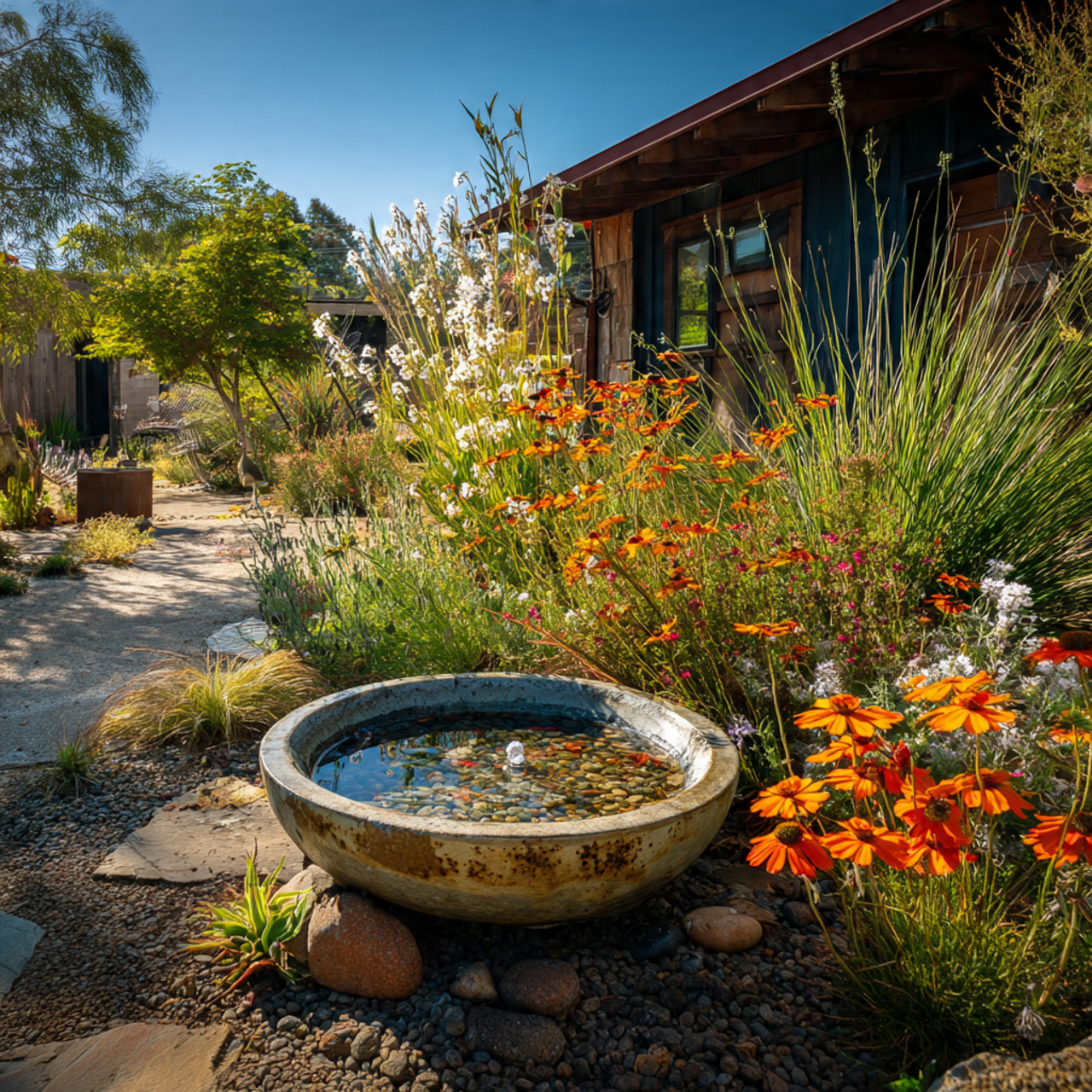 24 Creative Garden Ideas That Bring Instant Charm to Your Space 8 a bird friendly garden with a shallow water