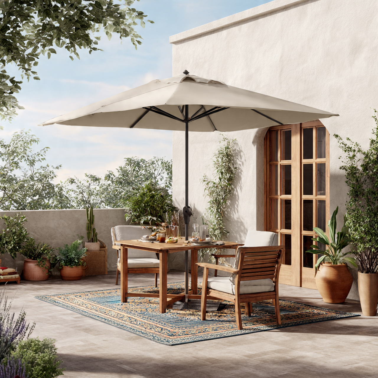24 Patio Ideas You’ll Love: Fresh, Stylish & Easy Outdoor Upgrades 24 a bright patio with a wide shade