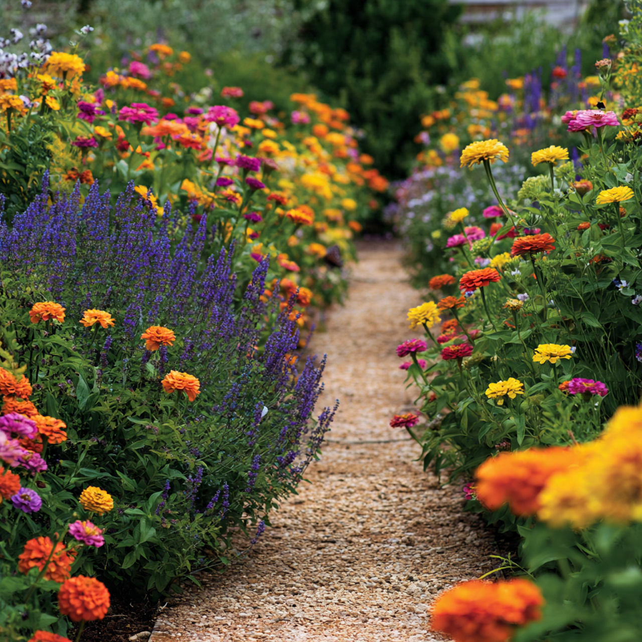 24 Creative Garden Ideas That Bring Instant Charm to Your Space 3 a garden pathway bordered with vibrant blooming